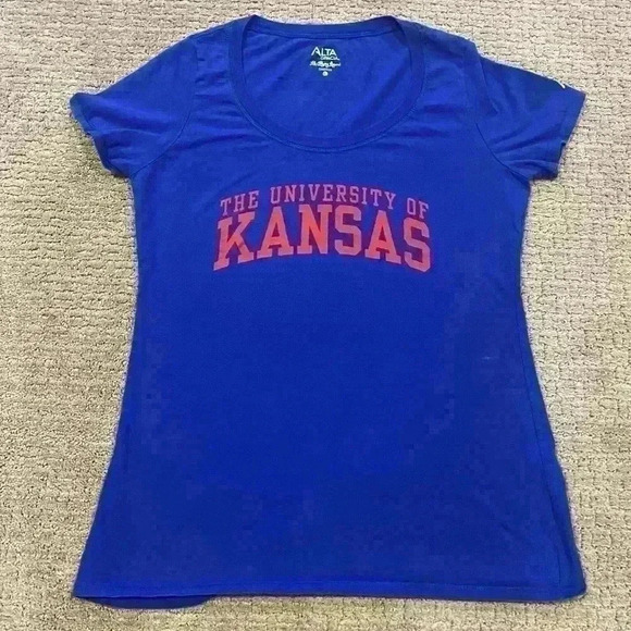 Alta Gracia Kansas Jayhawks Women's Short Sleeve size Large color Blue - Picture 1 of 5